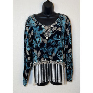 VTG Tienda Ho Art To Wear Tunic OS Rayon Floral Tropical Fringe Boho Luxe 2026